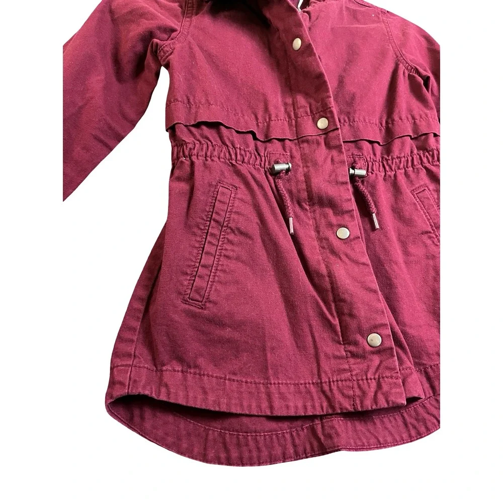 Old Navy Kids Burgundy Utility Hooded Parka Jacket Cinched Waist Size M 8
